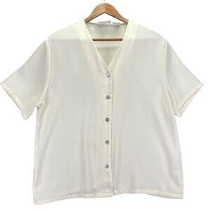 Christie & Jill Womens Button-Down Blouse Size 18 Short Sleeve 100% Polyester Cr
